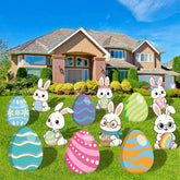 PhyLence Easter bunny yard sign with stake in pastel colors for outdoor display.