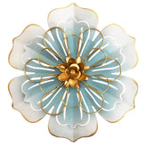 Picfarce metal flower wall art blue-gold front view showing layered petals.