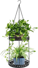PIKAMAO plant hanger 2-tier tray wide view for dramatic indoor display