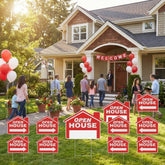 Pinkunn open house sign, red, double-sided for clear directions.