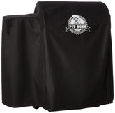 Pit Boss 700FB grill cover on a grill shows durable polyester protection against weather