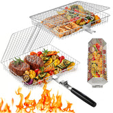 PitInnov grill baskets rectangle meat focus for even searing on the grill