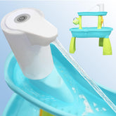 Pitjeck cordless water table pump demonstrates portable operation for outdoor play.