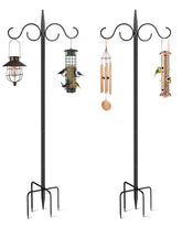 PIYILO outdoor shepherds hook dual arms supports bird feeders and lights