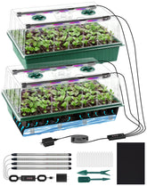 PJT 120-cell seed starter tray with grow light promotes robust germination.