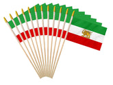 PLAIEI Old Iran handheld flag 4x6 on wooden stick, ideal for indoor displays and outdoor ceremonies
