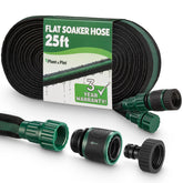 Plant & Plot flat soaker hose 25ft delivering root-zone irrigation for efficient watering.