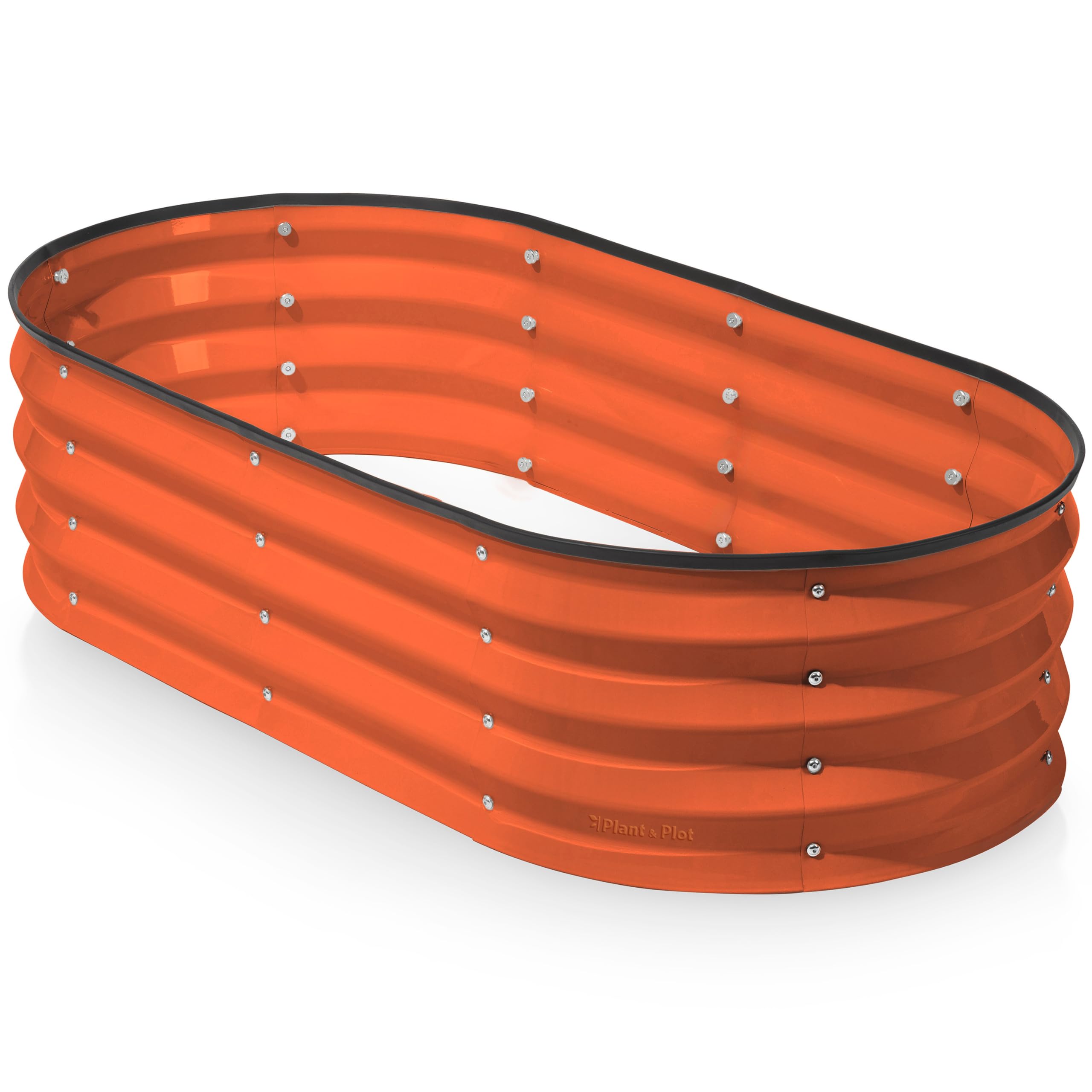 Plant & Plot galvanized raised bed orange front view for durable outdoor gardening