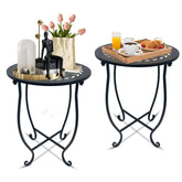 Plant Castle round side table set of 2, top view, ideal for drinks and decor.