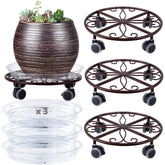 Planterhoma 3-pack plant caddy with wheels in bronze finish for effortless indoor repositioning