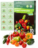 PLANTMEW 10-variety pepper seeds kit in fresh packaging for a diverse home garden