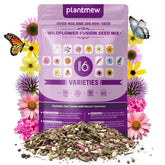 PlantMEW wildflower seeds 4oz pack ready for pollinator-friendly garden.