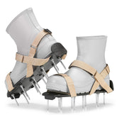 PLANTNOMICS lawn aerator shoes with hook-and-loop straps for adjustable, comfortable lawn care.