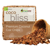 Plantonix Coco Chips packaging highlights sustainable storage and soil amendment use.