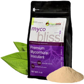 Plantonix Myco Bliss powder jar closeup with concentrated propagules supporting robust plant growth