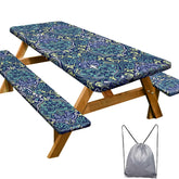 Play Tailor picnic table cover 72in in deep blue-green, waterproof protection for outdoor meals.