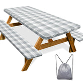 Play Tailor picnic table cover for 72in table guards against spills and stains.