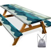 Play Tailor picnic table cover 96in green blue protects surfaces during outdoor meals.