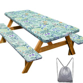 Play Tailor picnic table cover 72in gray blue protects surfaces from spills and stains.
