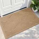 PLEASOR front door mat outdoor entrance with absorbent fibers for moisture and dirt.