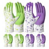 Pleneal garden gloves for women and men in green and purple, six pairs bundled for versatile outdoor tasks.