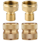 PLG garden hose quick connect brass female-female closeup showing leak-free joints.