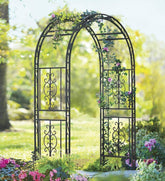 Plow & Hearth Montebello arch in gun-metal finish as a stylish garden arbor for vines