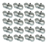 Plutreas chain-link clamps on round 1-3/8 inch pipe secure panels.