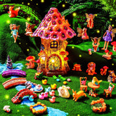 Poen 8-inch solar fairy house lights up at night for magical outdoor decor.