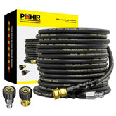 POHIR pressure washer hose 50ft extends reach for thorough exterior cleaning.