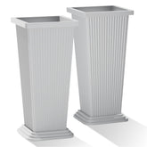 PolarcoForgeco tall 24 inch white tapered planter on a front porch with sturdy stability