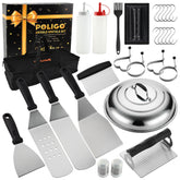 POLIGO 28pcs griddle kit overview for versatile outdoor cooking.