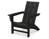 Polywood Modern Adirondack Chair in black, front view highlighting contoured seat for comfort.