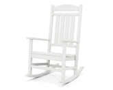 Polywood Presidential Rocking Chair in white, front view showing clean lines and durable outdoor design.