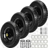 Pontuss 13 inch flat free wheels front view for GOR cart reliability