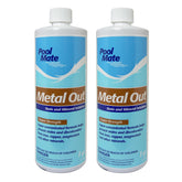 Pool Mate Metal Out bottle front view helps prevent mineral staining in pool water