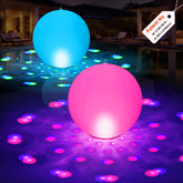 PoolBliss 15in floating light ball illuminates pool with shimmering dots for a moonlit vibe