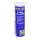 Poolmaster 22212 Smart Test strips bottle and color chart for quick water chemistry check.
