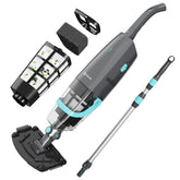 PoolMr cordless handheld pool vacuum front view for quick cleanups in above-ground pools.
