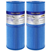 POOLPURE antimicrobial spa filter top view showing compact design for easy replacement and flow.