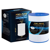 POOLPURE C-8465 spa filter closeup shows durable trilobal fabric for reliable spa filtration.