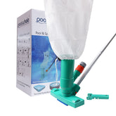 POOLWHALE mini jet vac brush cleans pool bottoms with debris removal.