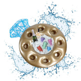Pop Fizz Designs ring pool bar with drinks, ideal for poolside refreshment.