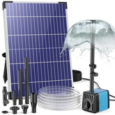 POPOSOAP 10W solar panel powering a quiet outdoor fountain