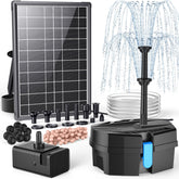 POPOSOAP Solar Pond Filter panel powering pond fountain for reliable outdoor use
