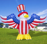 Poptrend 7ft Fourth of July inflatable eagle with LED lights brightens outdoor celebrations.