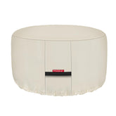 Porch Shield round beige fire pit cover protects from rain and sun