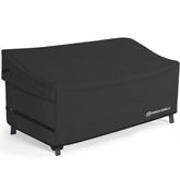 Porch Shield waterproof outdoor sofa cover protecting a 3-seater from rain and sun.