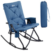 Portal folding rocking chair blue folded for easy transport and storage.