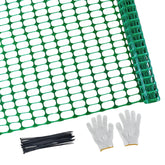 PotatoLife mesh fence roll 4x50 laid out as a temporary garden boundary.